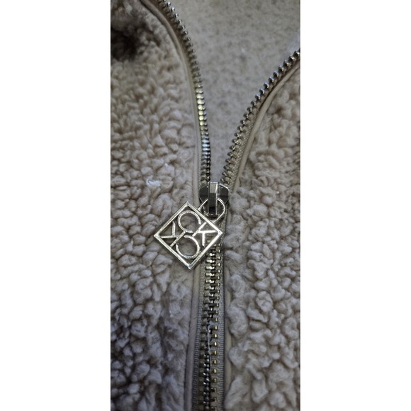 Calvin Klein Tan Sherpa Fleece Gold Full Zip Designer Jacket Women M - Picture 5 of 8